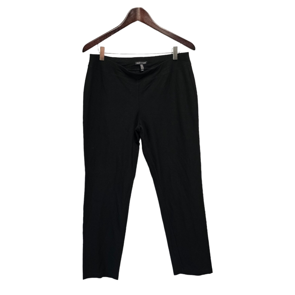 EILEEN FISHER Textured Viscose Stretch Pull On Crop Pants MEDIUM